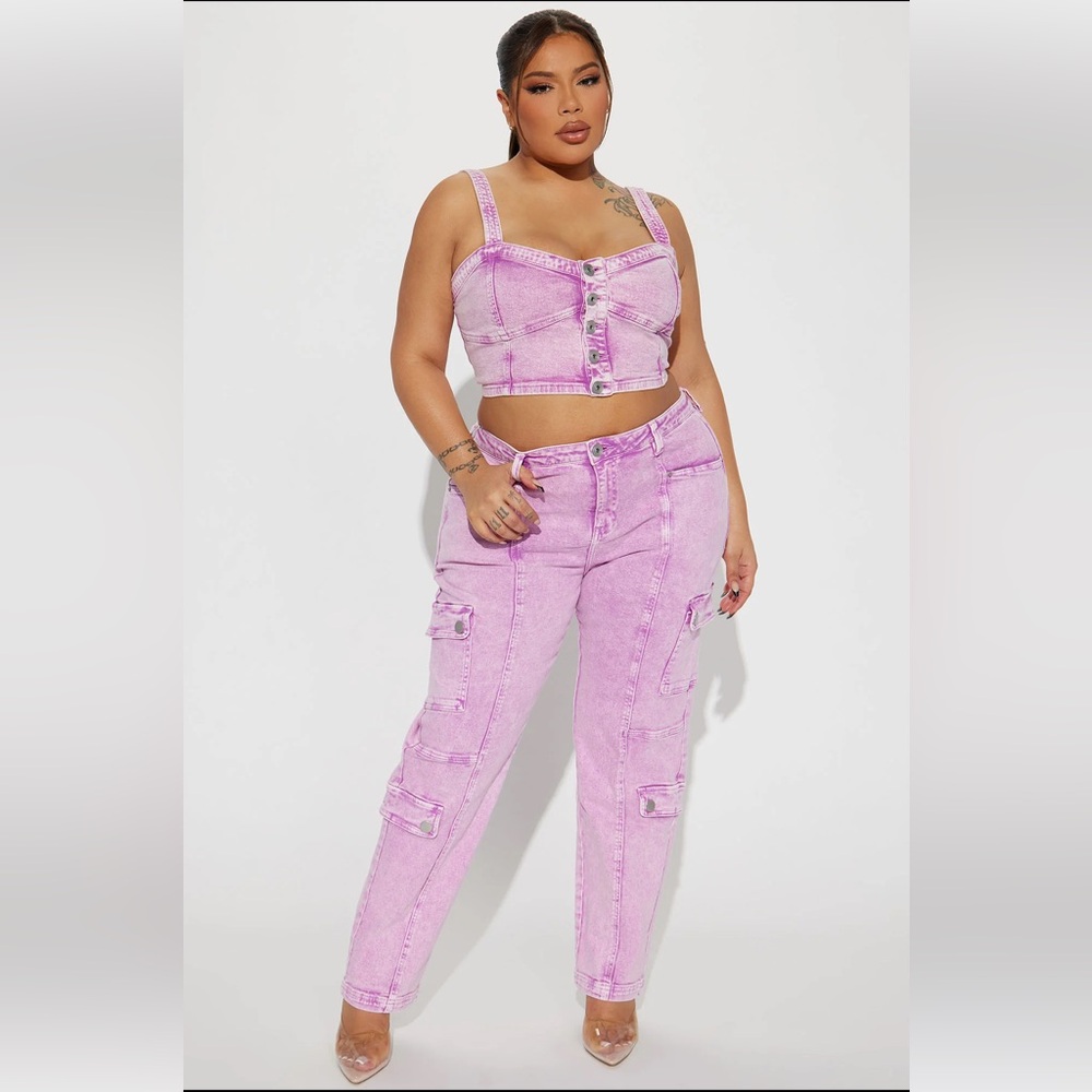 Fashion Nova Curve Plus Size Pink Denim Set - Picture 4 of 16